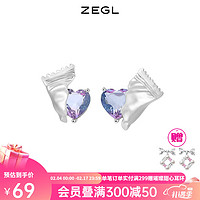 ZEGL春晚爱心耳环925银针ins小众设计感甜妹糖果时尚饰品 爱心糖果耳环