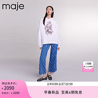 Maje【新春胶囊系列】2024早春新款女装印花连帽卫衣MFPSW00159 白色 T1