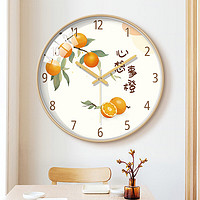 BBA挂钟新中式心想事橙客厅12英寸书房卧室餐厅家用创意钟表时钟 12英寸【心想事橙】直径30cm