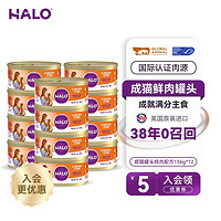 HALO 自然光环 进口猫咪主食罐头猫粮增肥营养增肥鲜肉 鸡肉味156gx12