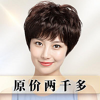 纳伊丝假发女短发真发全真人发全头套女士中老年假发套头发卷发自然 自然色【手织顶心】8件套