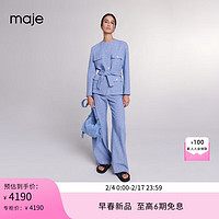 Maje2024早春女装法式优雅系带收腰粗花呢外套上衣MFPVE00544 蓝色 T34