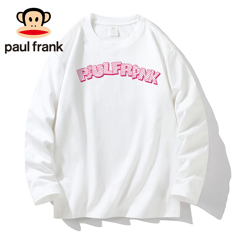 大嘴猴长袖T恤女纯棉2024春季印花休闲百搭洋气显瘦上衣女白色L