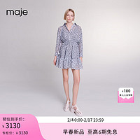 Maje2024早春女装法式浪漫印花长袖收腰衬衫连衣裙MFPRO03474 多色 T34