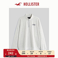 HOLLISTER24春夏休闲半拉链立领落肩袖运动卫衣男 356710-1 浅麻灰色 XS (170/84A)