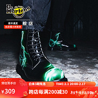 Dr.Martens 馬?。―R.MARTENS）1460 Flash 時尚個性閃電圖形光面皮8孔馬丁靴 黑/綠色 36碼