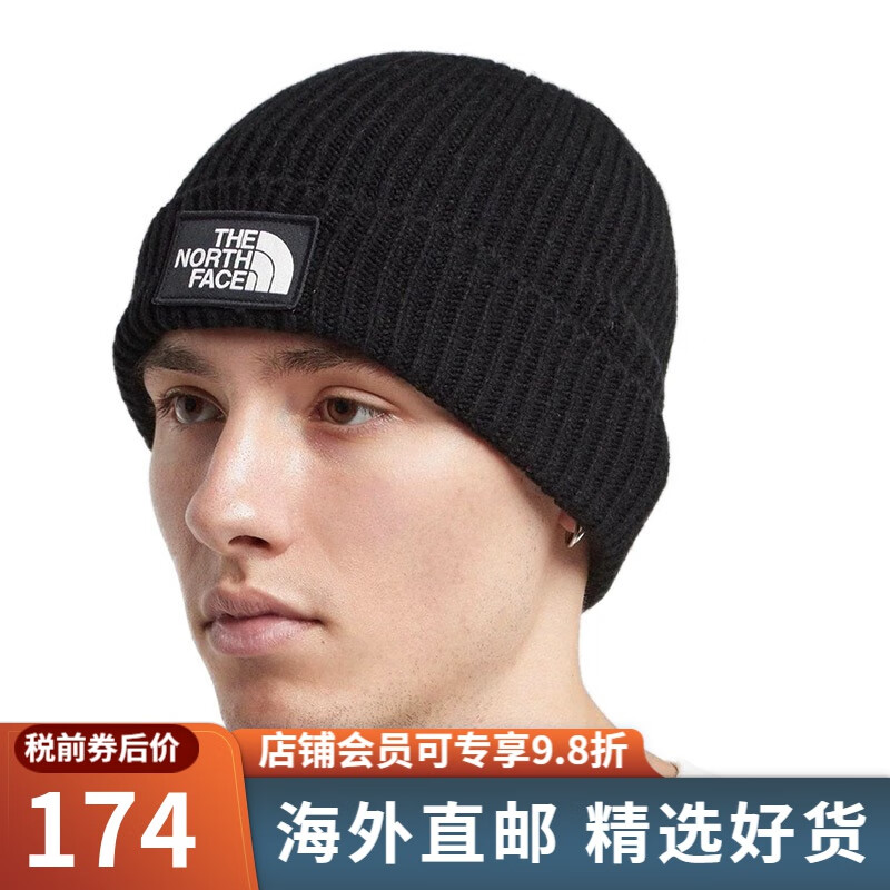 the North Face 【JD物流直达】美版LOGO男女防风保暖针织毛线帽Beanie JK3-黑色 One size