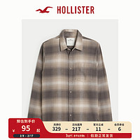 HOLLISTER 冬长袖纽扣式法兰绒衬衫 男  354486-1 棕褐色格纹 XS