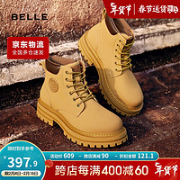 BeLLE 百麗 大黃靴男短靴冬季加絨保暖馬丁靴工裝靴7TW01DD2 黃單里 41