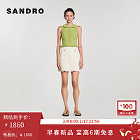 SANDRO2024早春新款女装法式木耳领橄榄绿针织马甲上衣SFPCA01004 802/橄榄绿色 0