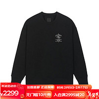 纪梵希（Givenchy）sale 男士黑色棉质MMW标志印休闲卫衣 黑色 L