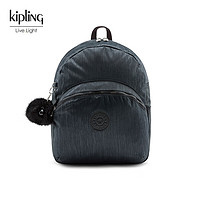 Kipling女款轻便帆布潮流休闲书包背包双肩包|CHANTRIA L 黑底拉丝印花