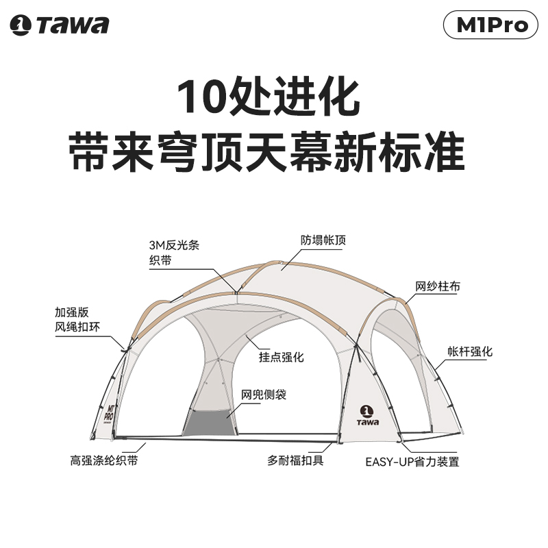 Tawa蒙古包穹顶天幕帐篷冬季防风户外露营装备凉亭防雨超大遮阳棚