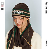 bosie 冬季毛线帽男美式复古撞色条纹针织帽子 咖色 均码