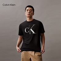 Calvin Klein Jeans24春夏男士休闲通勤经典字母印花纯棉短袖T恤40KC829 BAE-太空黑 S