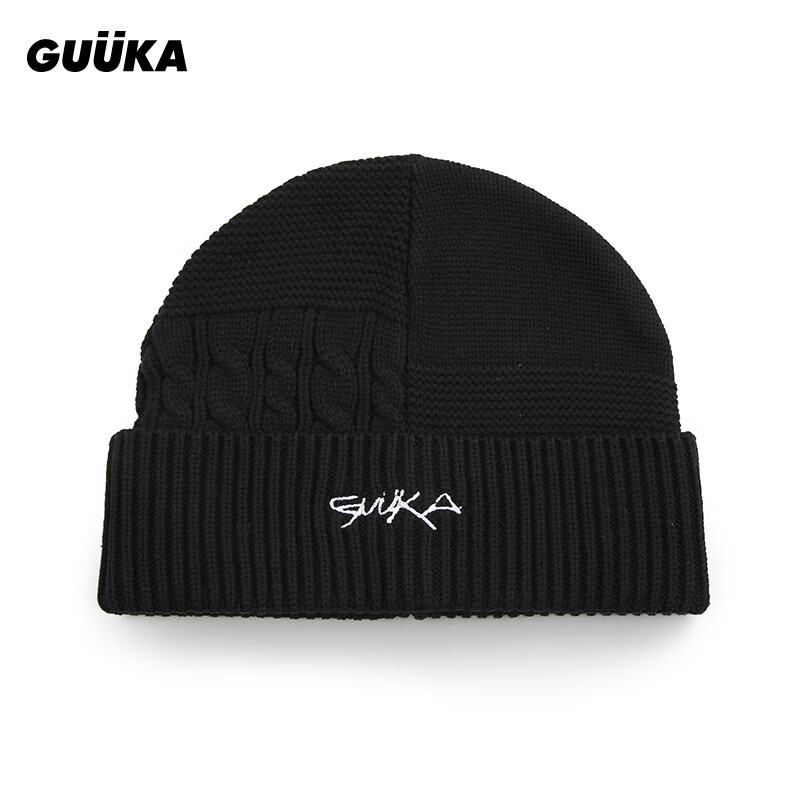 古由卡（GUUKA）潮牌简约针织帽男 保暖时尚百搭弹力毛线冷帽 黑色 均码