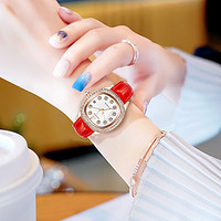 KANGOL气质手表女机芯品牌机械女表通勤十大女士手表 皮带-红白