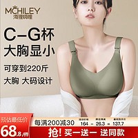 海狸嗨哩海狸大码哺乳内衣女200斤产后聚拢大胸显小喂奶文胸全罩杯 梅粉红+青柠绿     【主推款】 L