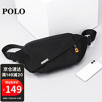 POLO胸包男士斜挎包大容量单肩包轻便iPad包运动腰包 黑色（可装7.9英寸ipad）