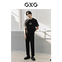 GXG奥莱 22年男装 夏季圆领金色刺绣休闲男士短袖T恤