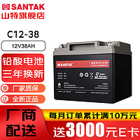 山特（SANTAK）C12-38 山特UPS电源电池免维护铅酸蓄电池 12V38AH