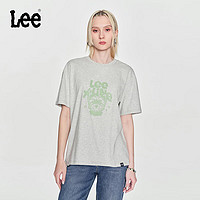 Lee24早春新品舒适版男友风字母印花圆领女短袖T恤潮LWT0082494LE 灰色 S