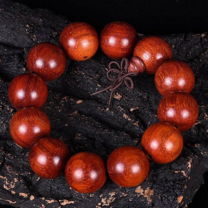 玄同 红花梨佛珠手串 巴西花梨红木红檀小叶红檀佛珠手串手链男女 普通大孔 珠径1.5cm*15颗