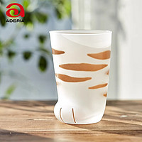 ADERIA猫爪杯水杯玻璃杯可爱儿童杯早餐杯个性日本虎斑猫300ml 大杯 虎斑猫300ml