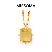 MISSOMA 金色刻字串珠方形硬币项链天然纹理设计感气质叠戴配饰