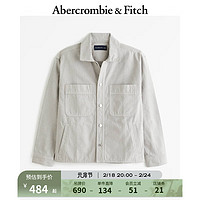 ABERCROMBIE & FITCH男装 24春美式工装风口袋翻领复古外套夹克 355509-2 绿色条纹 L (180/108A)