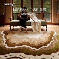 Keecy复古客厅地毯法式高级感不规则异形沙发茶几毯卧室床边毯1.6*0.8m 160*80CM