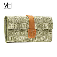 VH女包个性钱包气质复古老花卡包长款皮夹日常多功能实用手拿包包