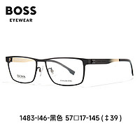 雨果博斯（HUGO BOSS）眼镜框商务男士全框经典方框眼镜架1342 I46-黑金渐变色