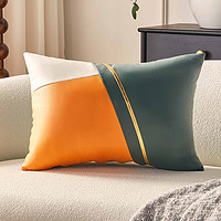 真悦 客厅轻奢高级感沙发抱枕套不含芯科技布办公室卧室纯色床头靠背垫 橙咖-长方形科技布抱枕 60