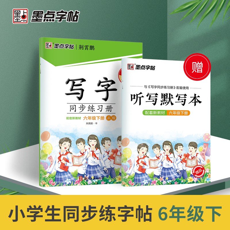 墨点字帖 2024年 语文同步练习册 六年级下册字帖 人教版小书法练习 楷书钢笔练字 附听写默写本 6年级下册 语文【练习册】