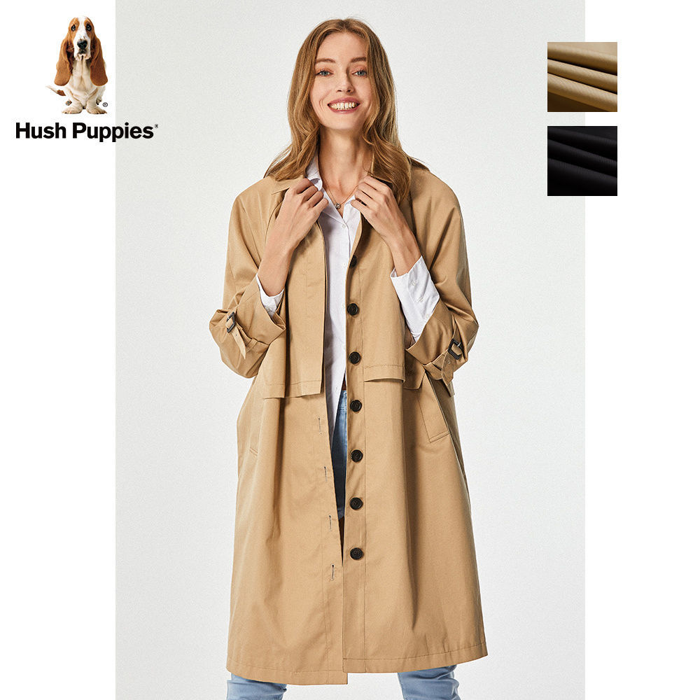 Hush Puppies暇步士女装外套2021春秋季中长款休闲风衣|HJ-21135