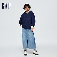 Gap 盖璞 女装2024春季法式圈织柔软3Dlogo抽绳连帽卫衣上衣873743