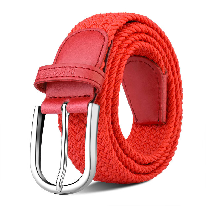 半支烟本命年红腰带男女大红织皮带男女无孔弹力裤带休闲结婚帆布带