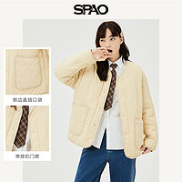 SPAO 女士棉服春季两面穿绗缝V领韩版休闲棉衣SPJPC4TP54