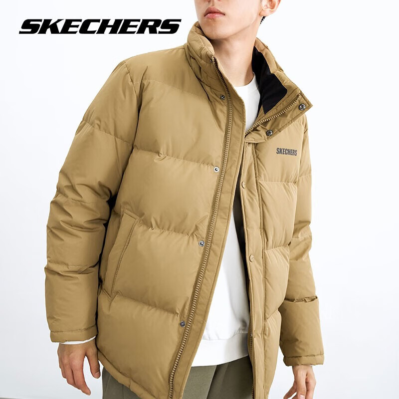Skechers斯凯奇羽绒服男女士款冬季保暖加绒加厚外套 【淡棕色】 XL