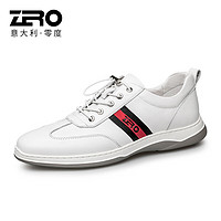 ZERO 零度男士真皮透气休闲男鞋舒适日常休闲鞋子男-599 R1221059白色 40