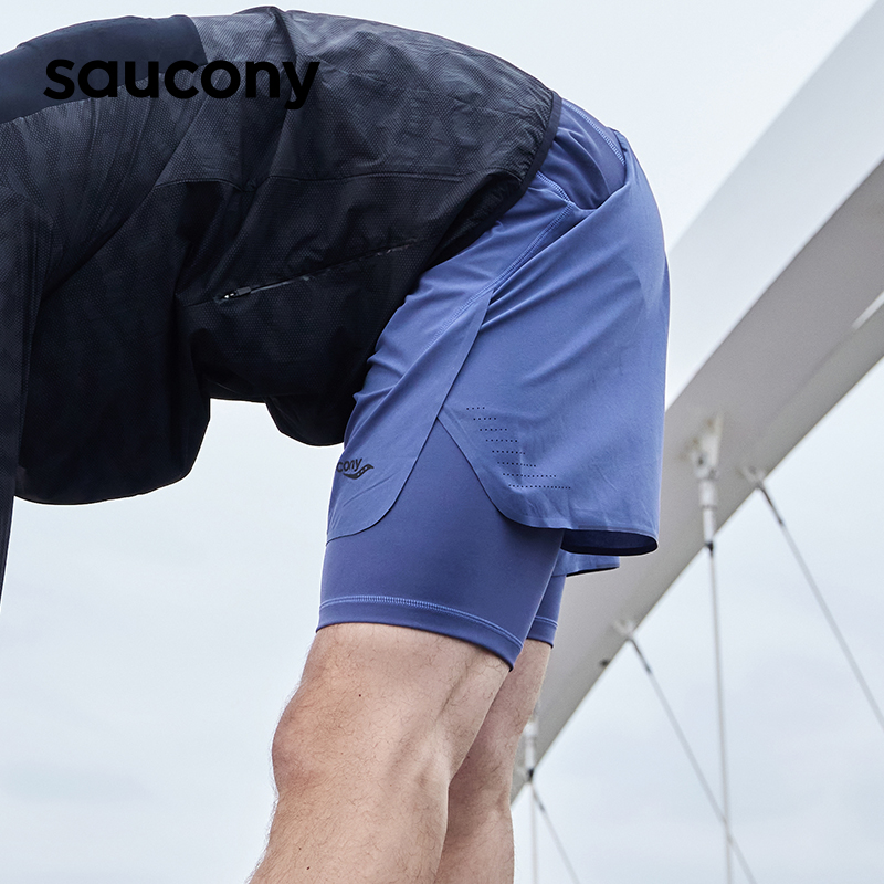 Saucony索康尼2023专业跑步训练运动DUO短裤舒适透气带内衬