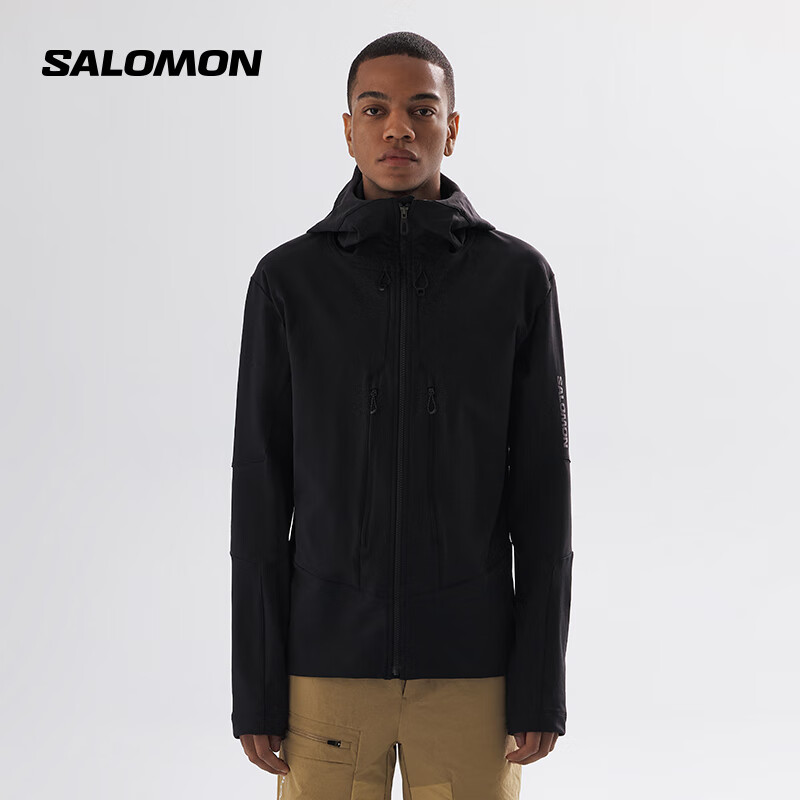 萨洛蒙（Salomon）男款 户外运动防风透气软壳夹克外套 OUTPEＡK SOFTSHELL 深黑色 C20591 L