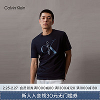 Calvin Klein Jeans24春夏男士休闲通勤经典字母印花纯棉短袖T恤40KC829 CEF-藏青 S