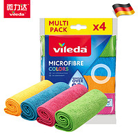 微力达（Vileda）德国微细纤维抹布家务清洁洗碗布厨房抹布不易掉毛加厚吸水纤维巾 1包（共4片）