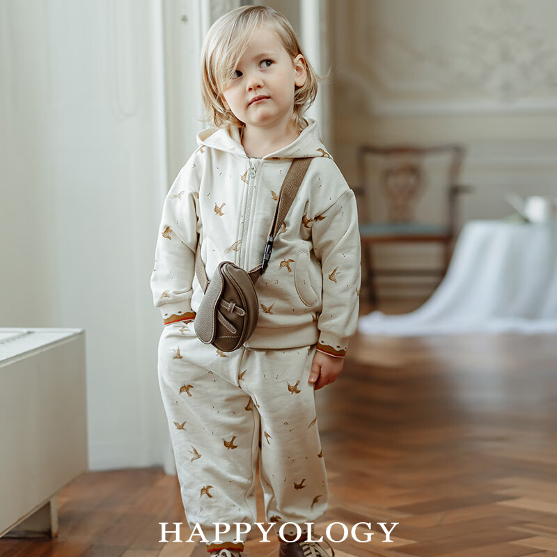 happyology英国儿童印花裤子可爱宝宝男女童耐磨长裤休闲舒适裤装 欢乐小飞雁 98cm