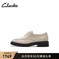 Clarks 其乐 老钱系列女鞋24优雅英伦德比鞋单鞋淑女复古皮鞋 白色 261768094 36