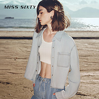 MISS SIXTY 预Miss Sixty2024春季新款牛仔衬衫含天丝翻领美式复古长袖单排扣