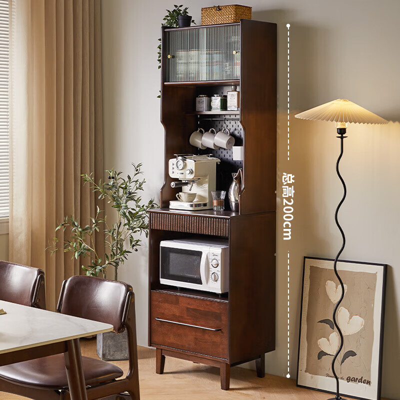 JIAYI 家逸 实木餐边柜餐厅窄柜储物柜碗柜收纳柜茶水柜 60cm胡桃色