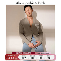 Abercrombie & Fitch 男装 24春新款美式时尚百搭麋鹿针织毛衣开衫 357135-1 浅棕色 S (175/92A)